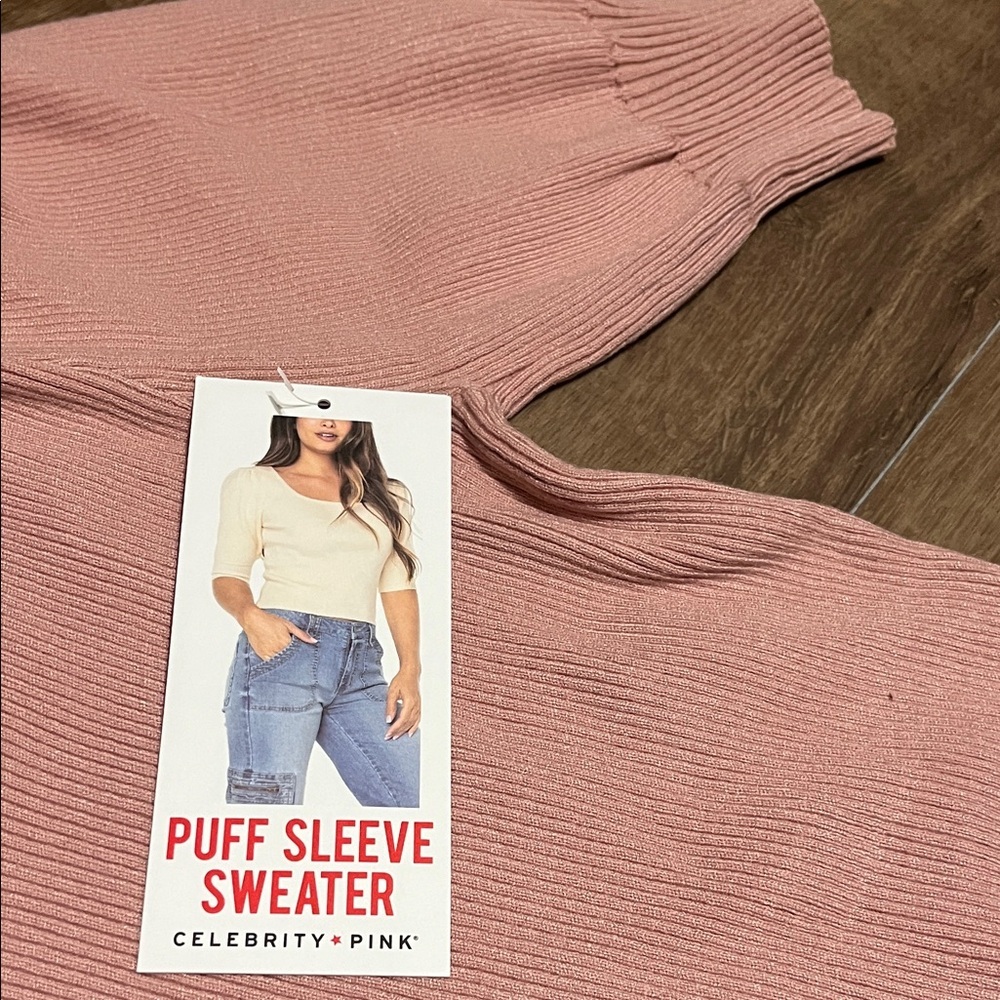 Celebrity Pink Ribbed Knit Top - Picture 3 of 4